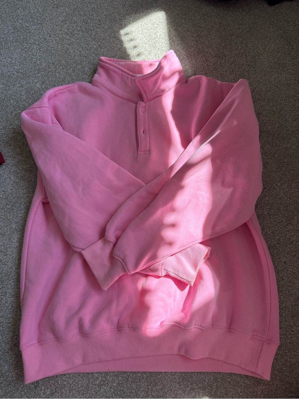 Rumored Pink Quarter-Button Pullover Sweatshirt